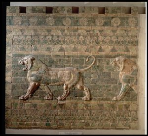 Fries van leeuwen uit het paleis van Darius de Grote uit Susa, Iran, Achaemenidische periode, ca. 500 v.Chr.