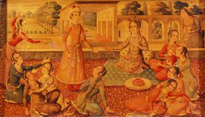 Een late Zand gelakte papier-maché kist, c.1794-95 door Persian School