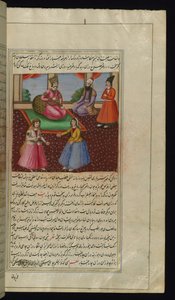 De dochter van een koopman brengt haar juwelen naar de prinses uit Lichten van Canopus door Persian School