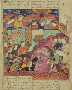 Slag tussen Feradin en Zahaki, illustratie uit de Shahnama (Boek der Koningen) door Abul-Qasim Manur Firdawsi (ca. 934-ca. 1020) 1619