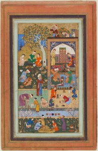 Folio uit een album; Een schoolsituatie door Persian School