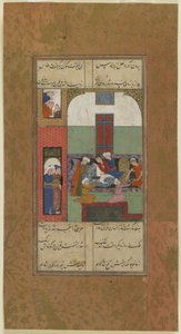 Mihr en Mushtari laten bloed afnemen, ca. 1560-70 door Persian School