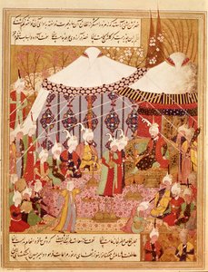 Or.1359 fol. 35 v. Sultan Bayazid gevangen door Timur, 1402 uit de Zafarnama 1533