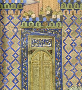 (detail) Isfandiyar doodt Arjasp in de Koperen Vesting, illustratie uit de Shahnama (Boek der Koningen)