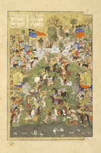 Talhand in gevecht tegen zijn broer, illustratie uit de Shahnama (Boek der Koningen)