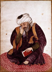 Portret van Hafez, Perzisch dichter en mysticus van de 14e eeuw. Miniatuur. Nationaal Museum van Damascus, Syrië door Persian School