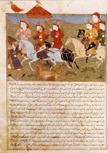Voorstelling van Houlagou Khan, kleinzoon van Genghis Khan door Persian School