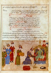 Afbeelding van Ogodei Khan (1186-1241), hij is de zoon van Genghis Khan. Perzische miniatuur uit 