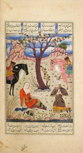 Rustam rouwt om de stervende Suhrab, illustratie uit 