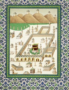 Schematisch overzicht van Mekka, met de Kaäba, uit een boek over Perzische keramiek