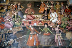 Shah Abbas I de Grote ontvangt Nadr Vali Muhammad Khan van het Kanaat van Bukhara, Ontvangsthal door Persian School