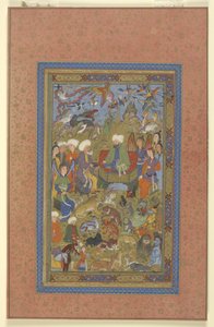 Sulayman en Bilqis op de troon, ca. 1590-1600 door Persian School