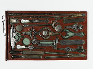 Gereedschapskist die de Heilige Familie afbeeldt, ca. 1830 door Persian School