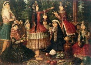 Vrouwen en kinderen in een tuin, 19e eeuw