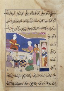 Bereiding van zoetigheden voor de Sultan van Mandu, uit een manuscript over Indiase kookkunst door Persian School