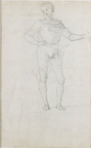 Een studie voor een figuur in een aanbidding van de wijzen, ca. 1470-1520 door Perugino