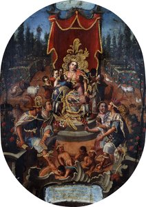 Amerika verzorgt Spaanse adellijke jongens, c.1770 door Peruvian School