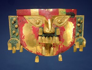 Inca masker (goud met rode en groene verf)