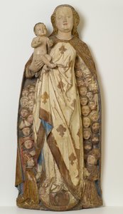 Madonna en Kind die smekelingen onder haar mantel beschermen, ca. 1471 door Peter (attr.to) Koellin