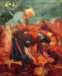 Aardappeloogst door Peter August Böckstiegel