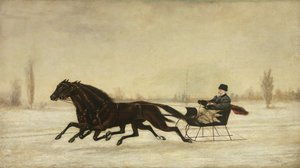 David Marsh in een Paardenslee in een Winterlandschap, 1880