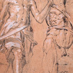 Twee studies van een Staande Man met een Zwaard Alexander de Grote, verso: Studies, ca. 1601
