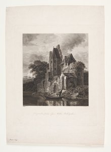 Kasteelruïne bij een rivier door Peter Christian Schøler