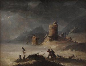Landschap met schaatsers