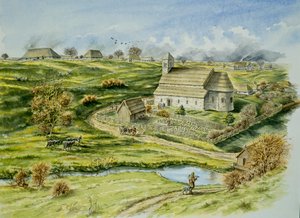 Wharram Percy Middeleeuws Dorp, eind 12e eeuw, ca. 1990-2010 door Peter Dunn