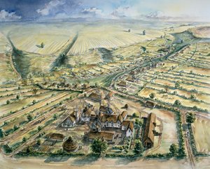 Wharram Percy middeleeuws dorp, laat 12e eeuw, ca. 1990-2010