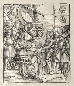 Maximiliaan Sluit Vrede met Hendrik VII door Peter Flötner
