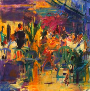 Café de la Place, St Paul de Vence door Peter Graham (Contemporary)