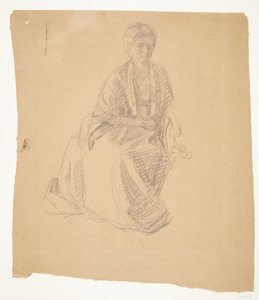 De Vrouw van de Kunstenaar (Mevrouw Elise P. H.) zittend. Studie voor het schilderij: Faaborgmuseets Inwijding (1910-11) door Peter Hansen