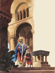 Een scène in een Normandische kathedraal