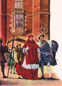 Kardinaal Wolsey en Koning Hendrik VIII in Hampton Court door Peter Jackson