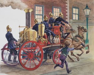 Brandweerauto (gouache op papier) door Peter Jackson