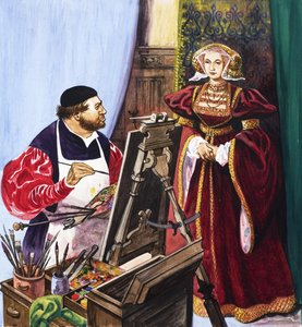 Holbein schildert een portret van Anna van Kleef