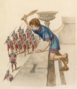 Julius Caesar als jongen, kijkend naar Romeinse soldaten die terugkeren van de strijd door Peter Jackson
