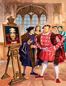 Koning Hendrik VIII bewondert Holbein