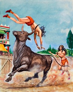 De Stierenring van Koning Minos. Minoïsche Stierspringers