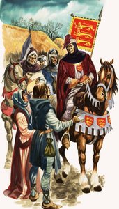 Het wonderlijke verhaal van Groot-Brittannië: De wijze koning Edward. De ambtenaren van koning Edward verzamelen informatie over landbezit door Peter Jackson