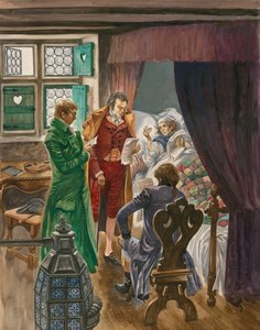 De dood van Mozart in Wenen, in 1791, slechts vijfendertig jaar oud door Peter Jackson