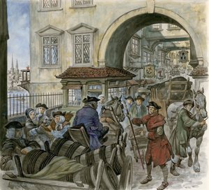 Verkeer op de Oude Londen Brug door Peter Jackson
