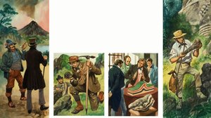 Onbekende reeks illustraties die geologische verkenning uitbeelden door Peter Jackson
