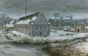 Westminster Hall in de sneeuw