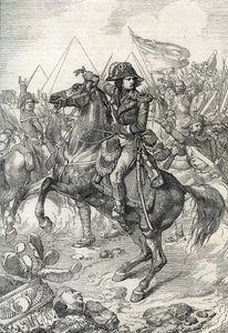 Expeditie van Egypte (1798-1801): Generaal Napoleon Bonaparte (1765-1821) voor de piramides door Peter Johann Nepomuck Geiger