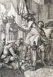 De arrestatie van Karel van Oostenrijk (1545-1568) (Don Carlos) zoon van Filips II van Spanje in 1568 door de mannen van zijn vader door Peter Johann Nepomuck Geiger