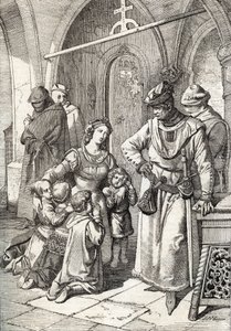 De moord op de edelvrouw Ines de Castro (1320-1355), tweede vrouw van Peter I (Pedro I) van Portugal in het klooster Santa Clara de Coimbra, Portugal 1355