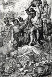 De plundering van Rome (Italië) in 410, genomen uit de stad en geplunderd door de Visigoten onder leiding van Alarik (370-410) door Peter Johann Nepomuck Geiger