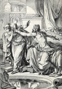 De gepidische prinses Rosemonde (overleden 572) en haar minnaar, moordenaar van haar echtgenoot koning Alboin, vergiftigden zichzelf met dezelfde beker gif, 572 door Peter Johann Nepomuck Geiger